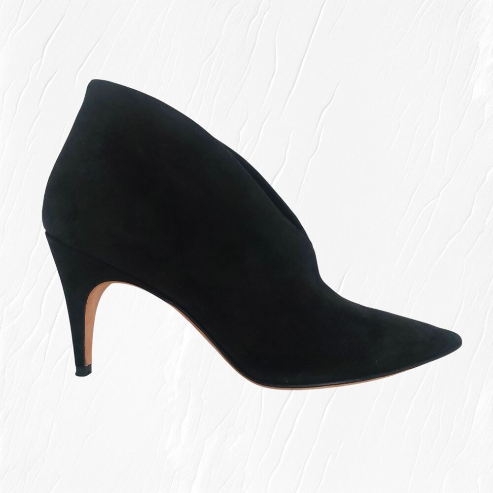 Derek Lam Ankle Boots 8 Black Suede Pointy Toe Heels Italian Cool Girl Designer - Picture 3 of 16